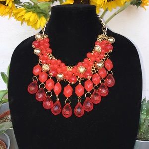 Red Necklace and Earrings Set